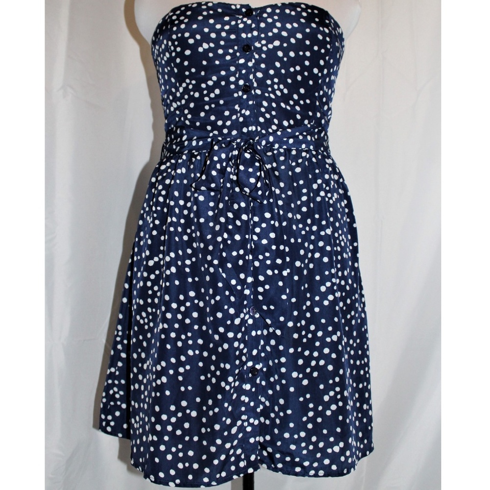 Strapless Blue Polka Dot Dress